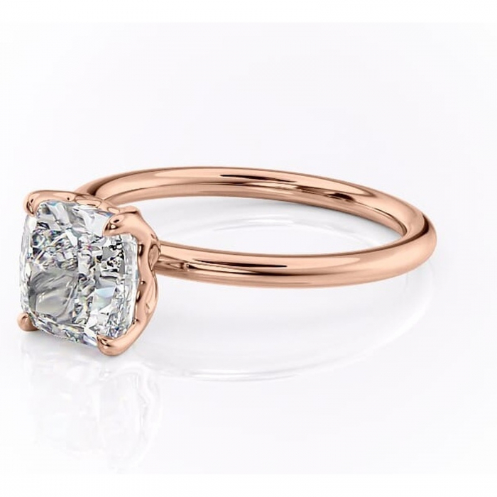 Inel de logodnă Arabeth din aur Rose 14kt cu moissanite tăietură pernă – Solitar rafinată pentru profil înalt | Personalizează și configurează gratuit online [7]