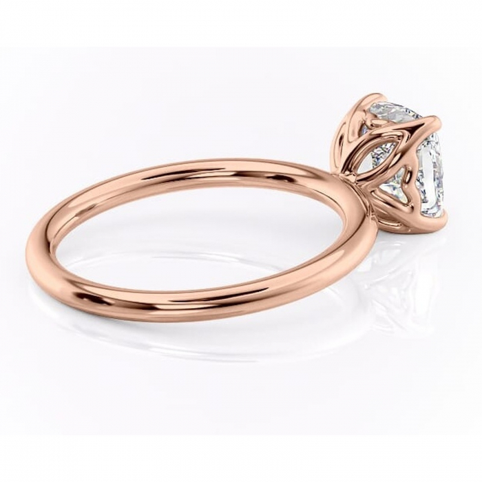 Inel de logodnă Arabeth din aur Rose 14kt cu moissanite tăietură pernă – Solitar rafinată pentru profil înalt | Personalizează și configurează gratuit online [3]