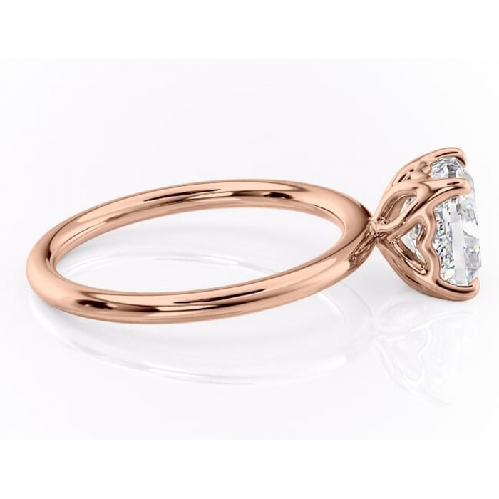 Inel de logodnă Arabeth din aur Rose 14kt cu moissanite tăietură pernă – Solitar rafinată pentru profil înalt | Personalizează și configurează gratuit online [2]