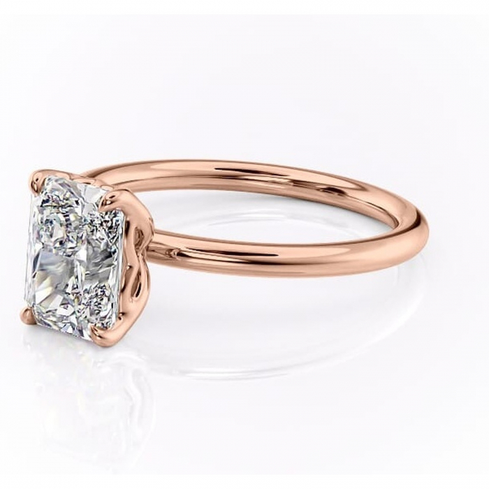 Inel de logodnă Arabeth din aur Rose 14kt cu moissanite tăietură radiantă – Solitar rafinată pentru profil înalt | Personalizează și configurează gratuit online [7]