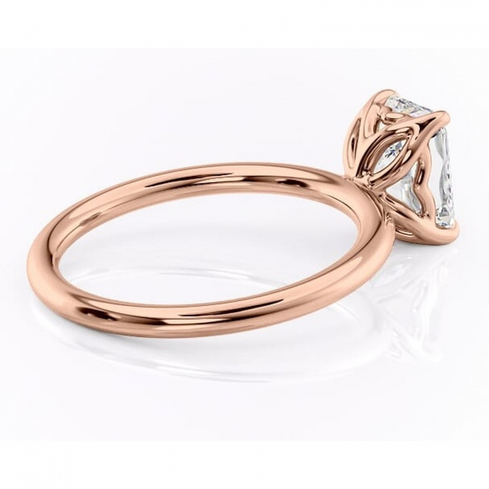 Inel de logodnă Arabeth din aur Rose 14kt cu moissanite tăietură radiantă – Solitar rafinată pentru profil înalt | Personalizează și configurează gratuit online [3]