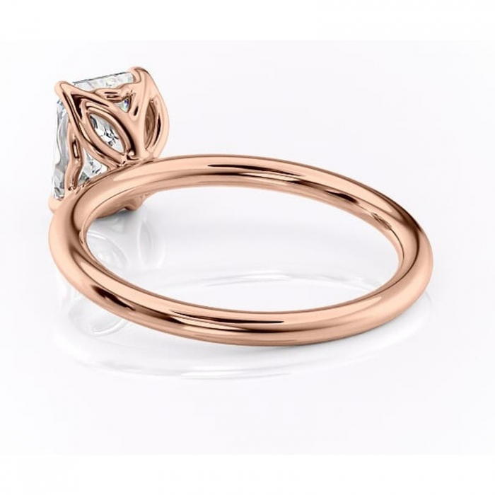 Inel de logodnă Arabeth din aur Rose 14kt cu moissanite tăietură radiantă – Solitar rafinată pentru profil înalt | Personalizează și configurează gratuit online [4]