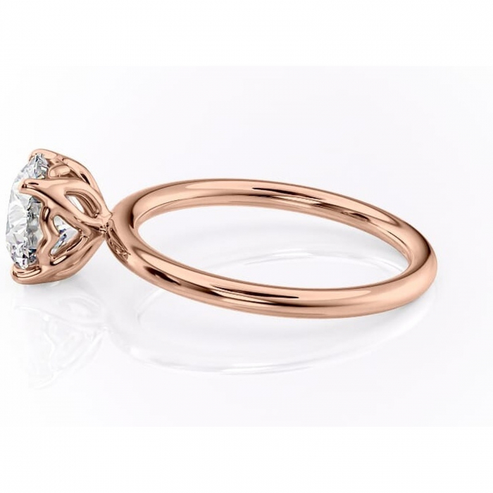 Inel de logodnă Arabeth din aur Rose 14kt cu moissanite tăietură rotundă – Solitar rafinată pentru profil înalt | Personalizează și configurează gratuit online [6]