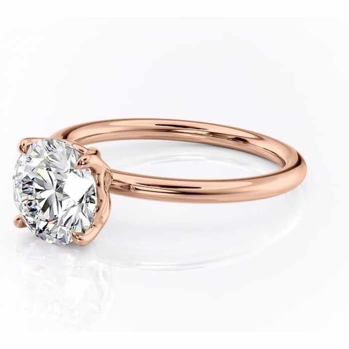 Inel de logodnă Arabeth din aur Rose 14kt cu moissanite tăietură rotundă – Solitar rafinată pentru profil înalt | Personalizează și configurează gratuit online [7]
