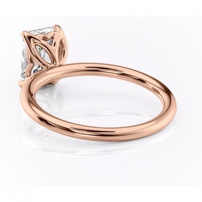 Inel de logodnă Arabeth din aur Rose 14kt cu moissanite tăietură smarald – Solitar rafinată pentru profil înalt | Personalizează și configurează gratuit online [4]