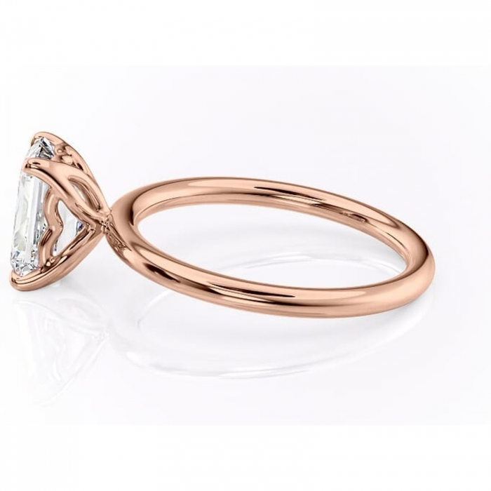 Inel de logodnă Arabeth din aur Rose 14kt cu moissanite tăietură smarald – Solitar rafinată pentru profil înalt | Personalizează și configurează gratuit online [6]
