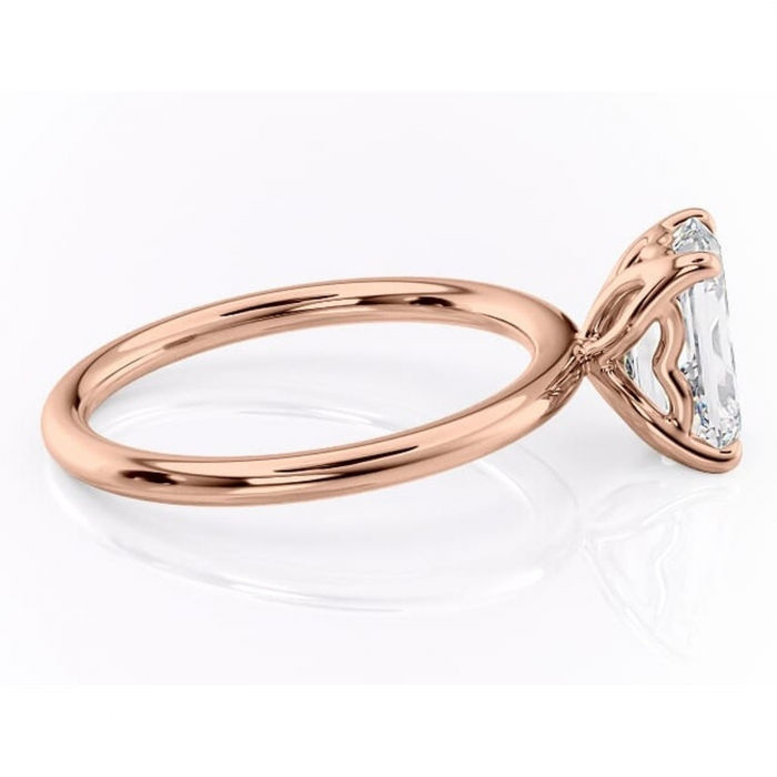 Inel de logodnă Arabeth din aur Rose 14kt cu moissanite tăietură smarald – Solitar rafinată pentru profil înalt | Personalizează și configurează gratuit online [2]