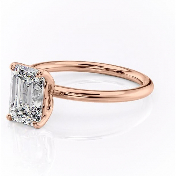 Inel de logodnă Arabeth din aur Rose 14kt cu moissanite tăietură smarald – Solitar rafinată pentru profil înalt | Personalizează și configurează gratuit online [7]