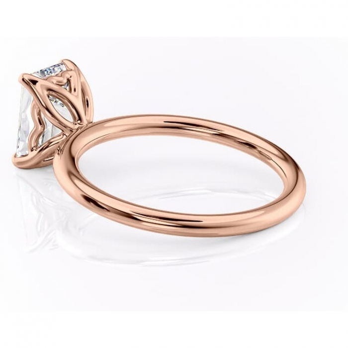 Inel de logodnă Arabeth din aur Rose 14kt cu moissanite tăietură smarald – Solitar rafinată pentru profil înalt | Personalizează și configurează gratuit online [5]