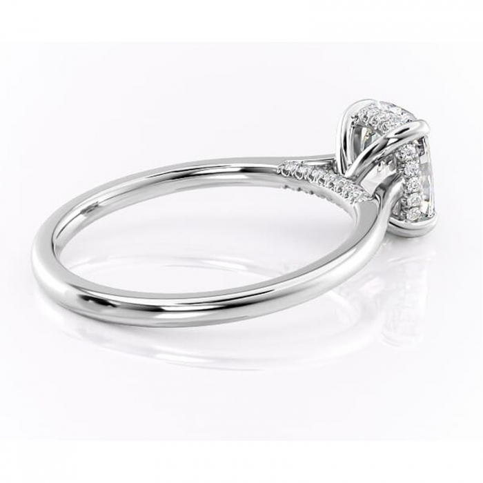 Inel de logodnă Aria din aur Alb 14kt cu moissanite tăietură asscher – Solitar rafinată pentru profil înalt | Personalizează și configurează gratuit online [3]