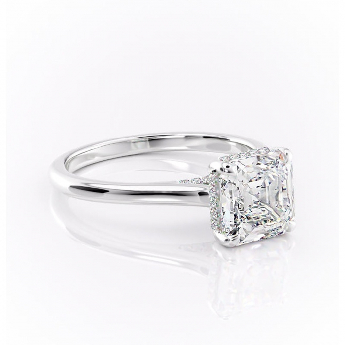 Inel de logodnă Aria din aur Alb 14kt cu moissanite tăietură asscher – Solitar rafinată pentru profil înalt | Personalizează și configurează gratuit online [1]