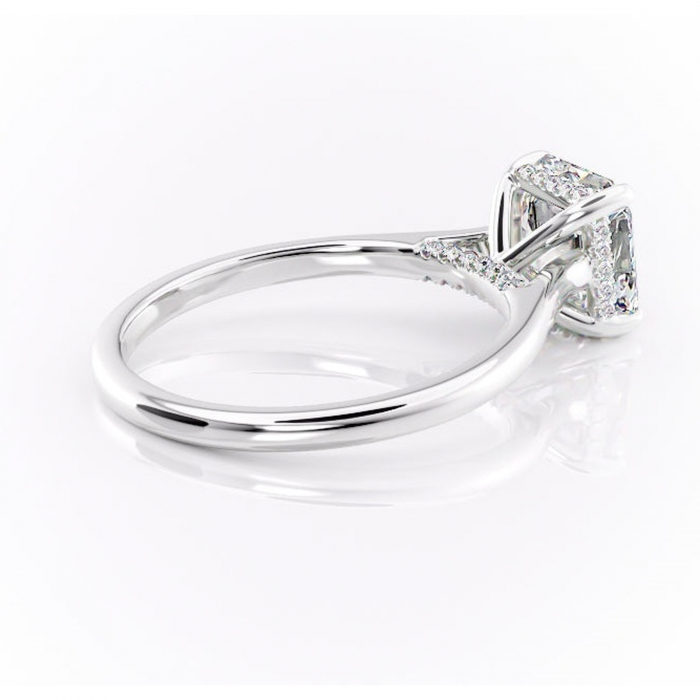 Inel de logodnă Aria din aur Alb 14kt cu moissanite tăietură asscher – Solitar rafinată pentru profil înalt | Personalizează și configurează gratuit online [3]