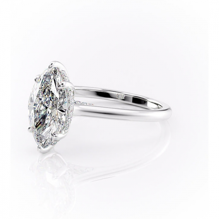 Inel de logodnă Aria din aur Alb 14kt cu moissanite tăietură marquise – Solitar rafinată pentru profil înalt | Personalizează și configurează gratuit online [7]