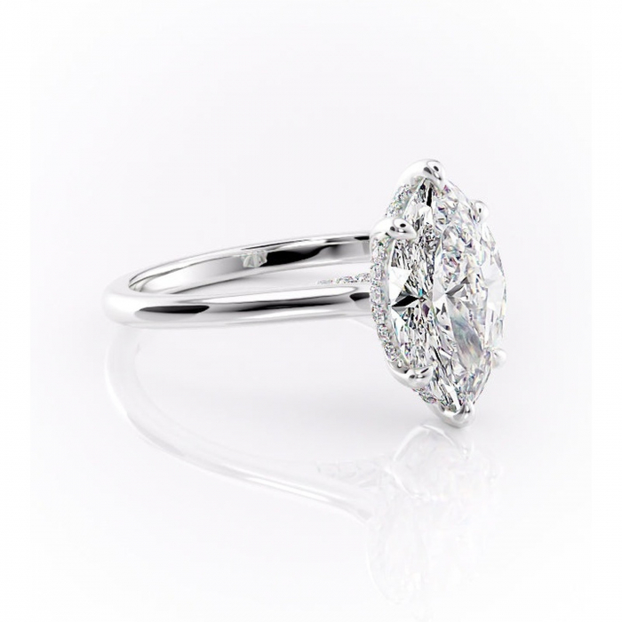 Inel de logodnă Aria din aur Alb 14kt cu moissanite tăietură marquise – Solitar rafinată pentru profil înalt | Personalizează și configurează gratuit online [1]