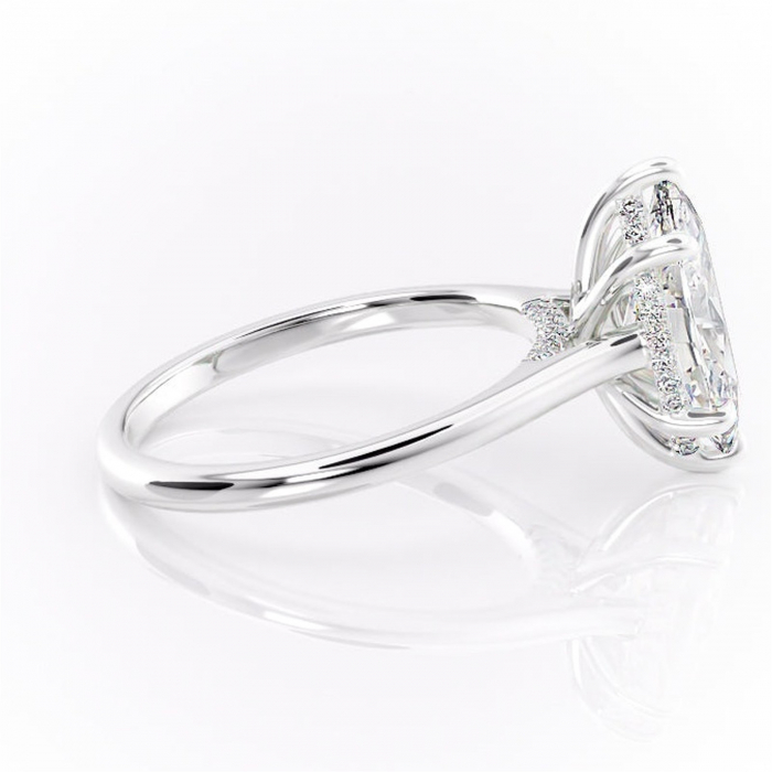 Inel de logodnă Aria din aur Alb 14kt cu moissanite tăietură marquise – Solitar rafinată pentru profil înalt | Personalizează și configurează gratuit online [2]