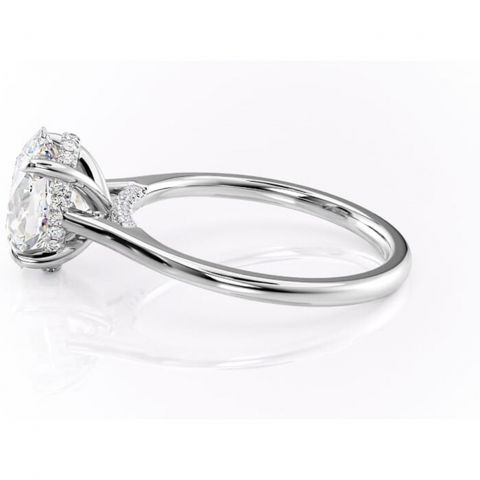 Inel de logodnă Aria din aur Alb 14kt cu moissanite tăietură ovală – Solitar rafinată pentru profil înalt | Personalizează și configurează gratuit online [6]