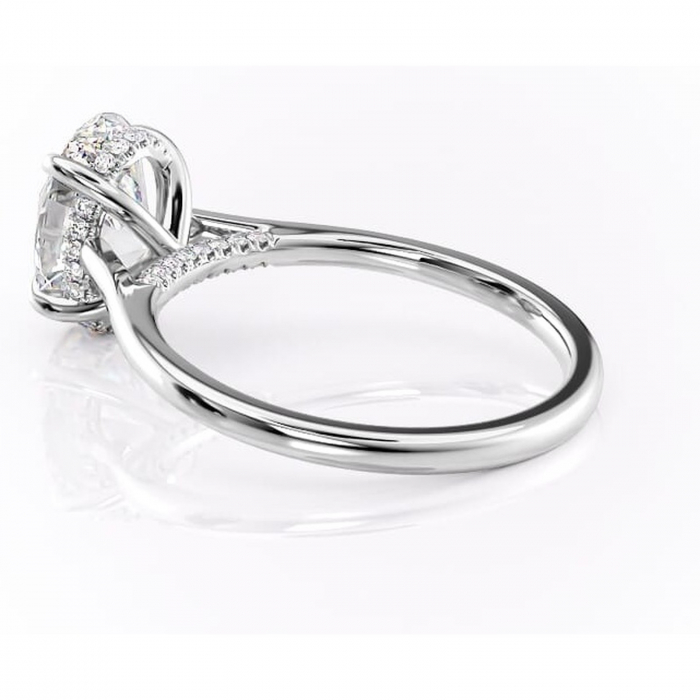 Inel de logodnă Aria din aur Alb 14kt cu moissanite tăietură ovală – Solitar rafinată pentru profil înalt | Personalizează și configurează gratuit online [5]