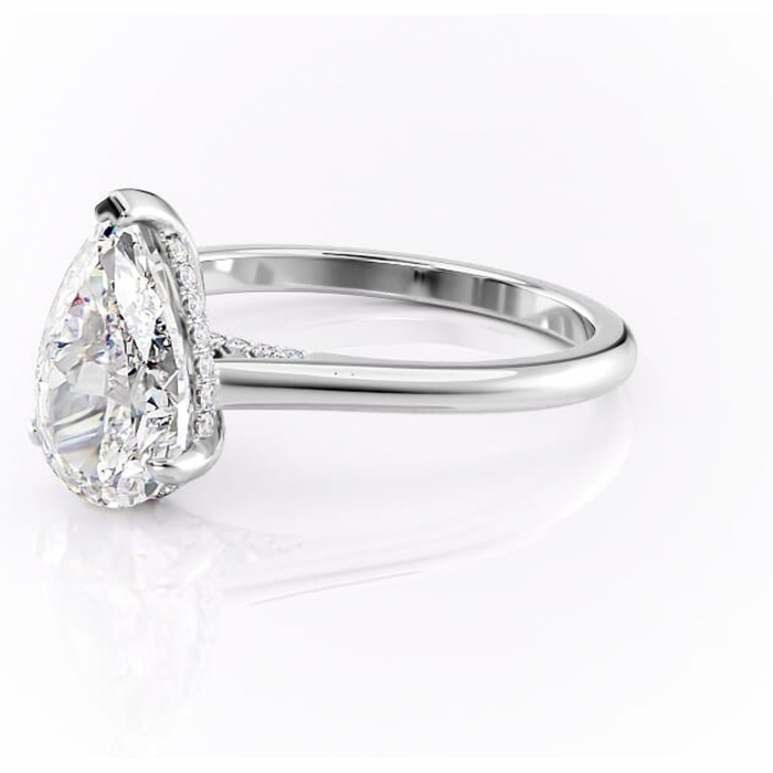 Inel de logodnă Aria din aur Alb 14kt cu moissanite tăietură pară – Solitar rafinată pentru profil înalt | Personalizează și configurează gratuit online [7]