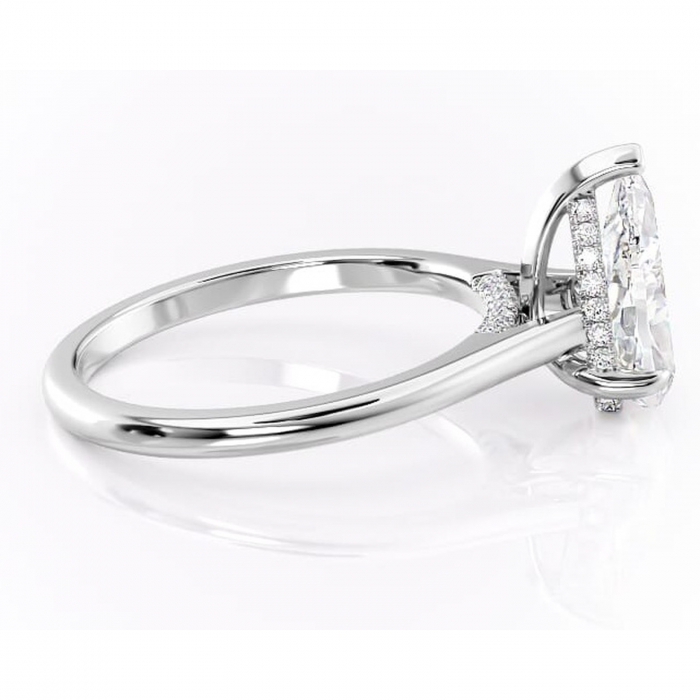 Inel de logodnă Aria din aur Alb 14kt cu moissanite tăietură pară – Solitar rafinată pentru profil înalt | Personalizează și configurează gratuit online [2]