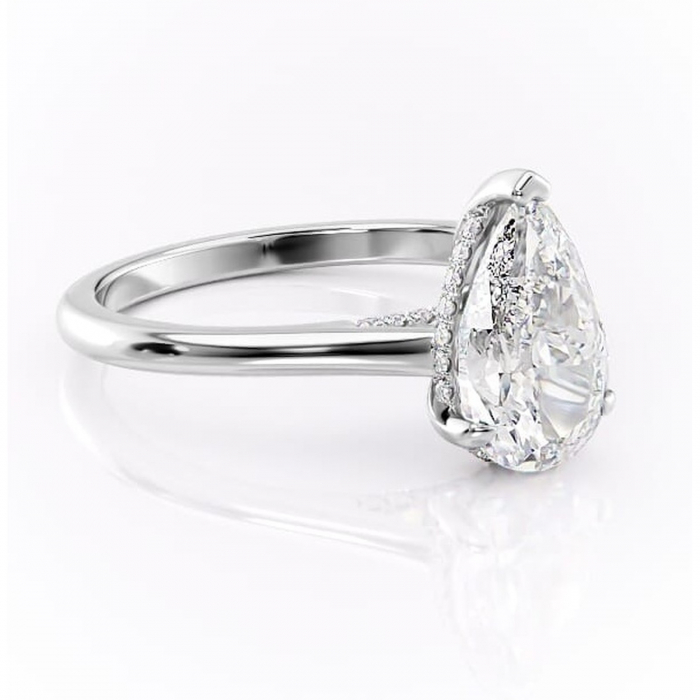 Inel de logodnă Aria din aur Alb 14kt cu moissanite tăietură pară – Solitar rafinată pentru profil înalt | Personalizează și configurează gratuit online [1]