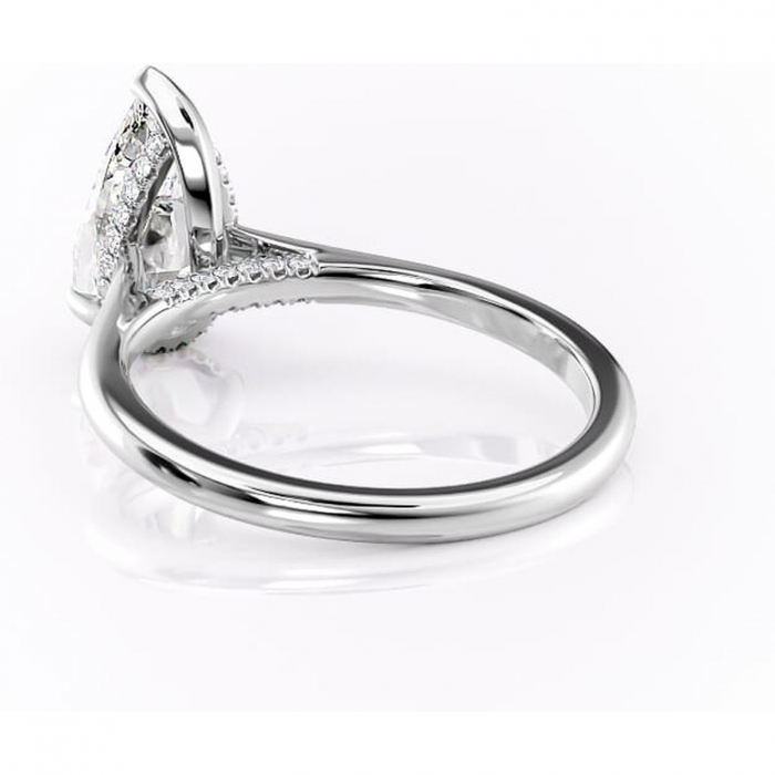 Inel de logodnă Aria din aur Alb 14kt cu moissanite tăietură pară – Solitar rafinată pentru profil înalt | Personalizează și configurează gratuit online [4]