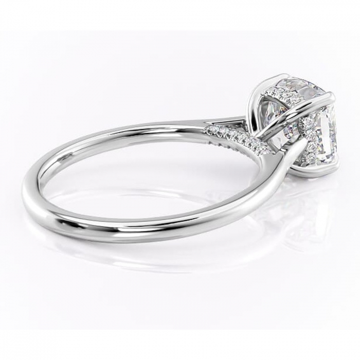Inel de logodnă Aria din aur Alb 14kt cu moissanite tăietură pernă – Solitar rafinată pentru profil înalt | Personalizează și configurează gratuit online [3]