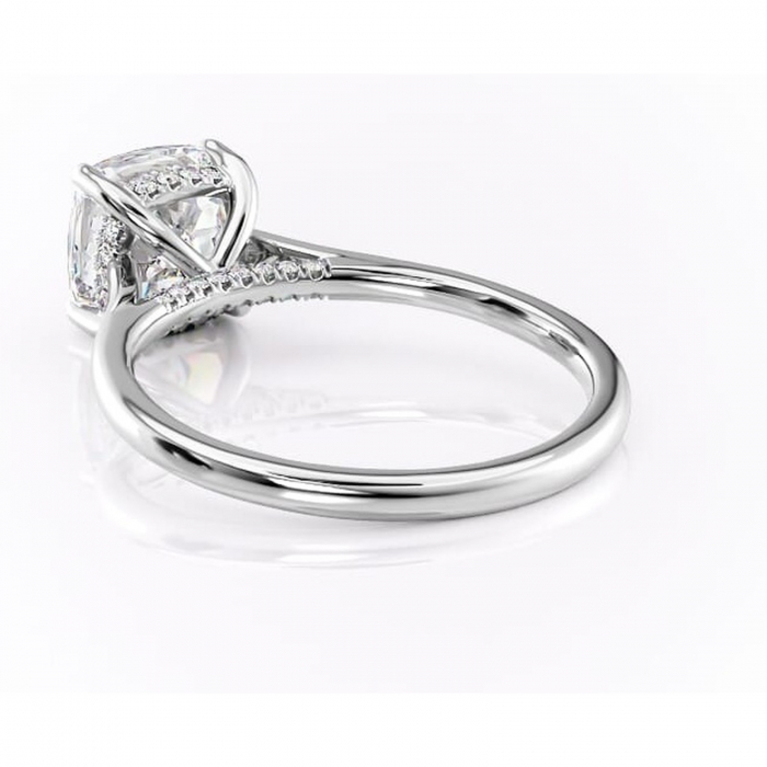 Inel de logodnă Aria din aur Alb 14kt cu moissanite tăietură pernă – Solitar rafinată pentru profil înalt | Personalizează și configurează gratuit online [4]