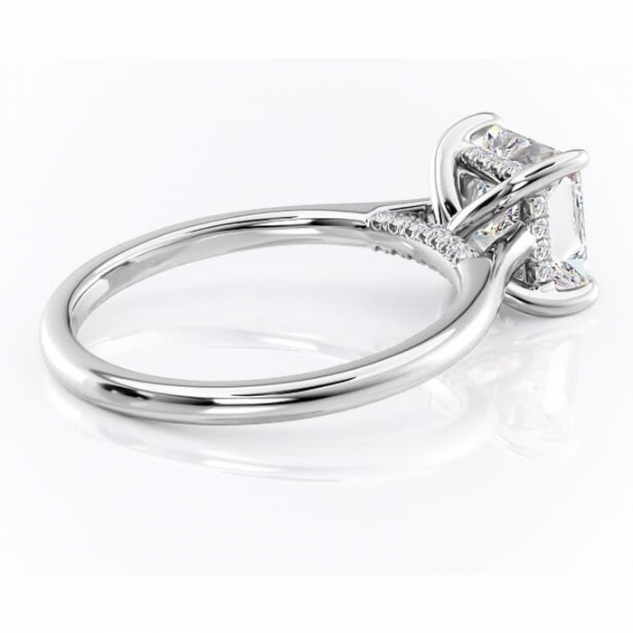 Inel de logodnă Aria din aur Alb 18kt cu moissanite tăietură princess – Solitar rafinată pentru profil înalt | Personalizează și configurează gratuit online [3]