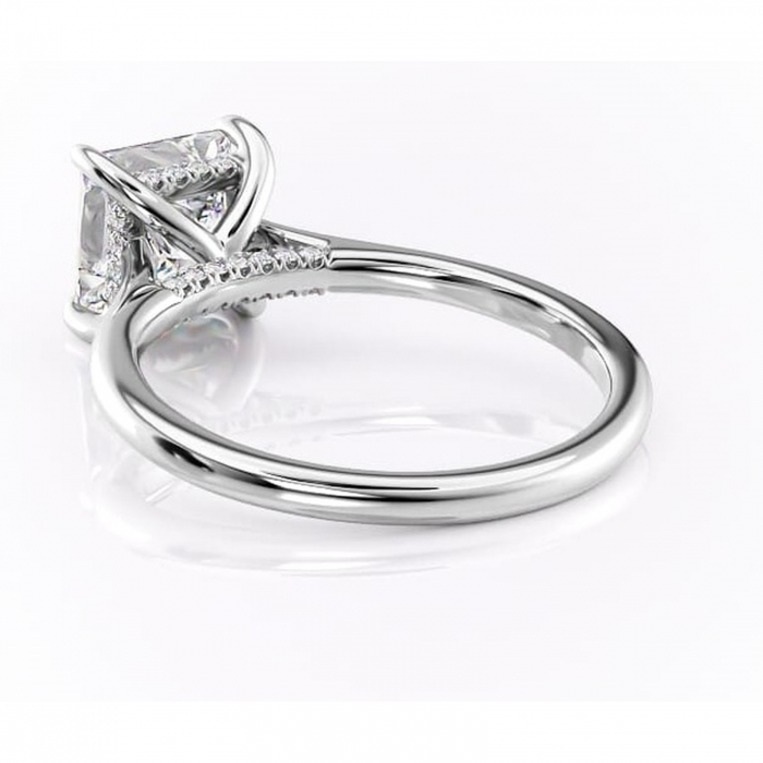 Inel de logodnă Aria din aur Alb 18kt cu moissanite tăietură princess – Solitar rafinată pentru profil înalt | Personalizează și configurează gratuit online [4]