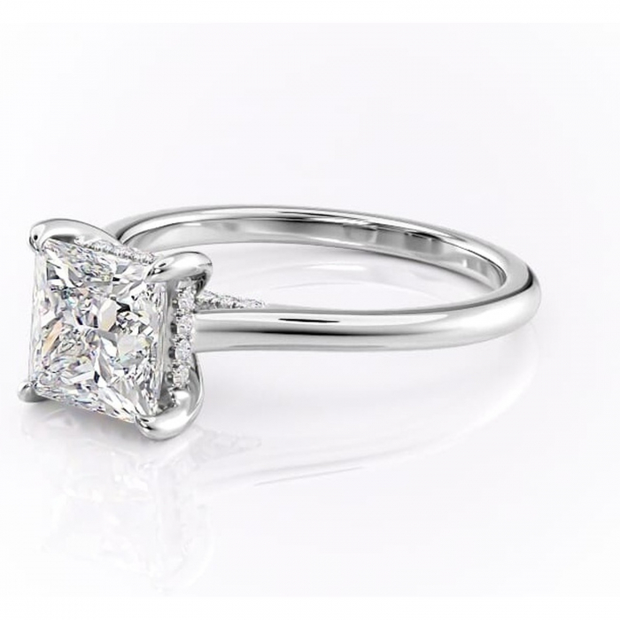 Inel de logodnă Aria din aur Alb 18kt cu moissanite tăietură princess – Solitar rafinată pentru profil înalt | Personalizează și configurează gratuit online [7]