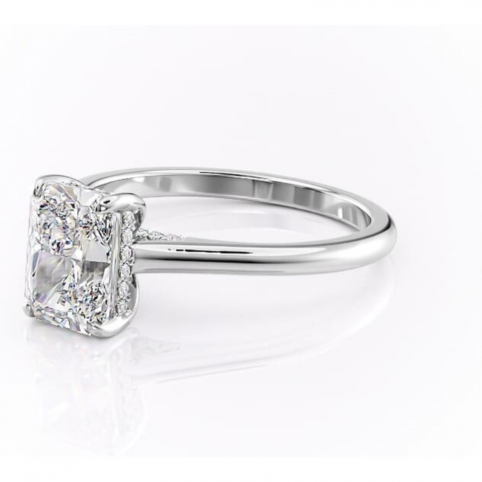 Inel de logodnă Aria din aur Alb 18kt cu moissanite tăietură radiantă – Solitar rafinată pentru profil înalt | Personalizează și configurează gratuit online [7]
