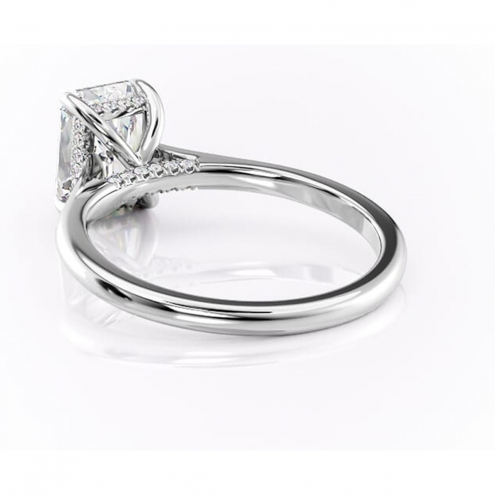 Inel de logodnă Aria din aur Alb 18kt cu moissanite tăietură radiantă – Solitar rafinată pentru profil înalt | Personalizează și configurează gratuit online [4]