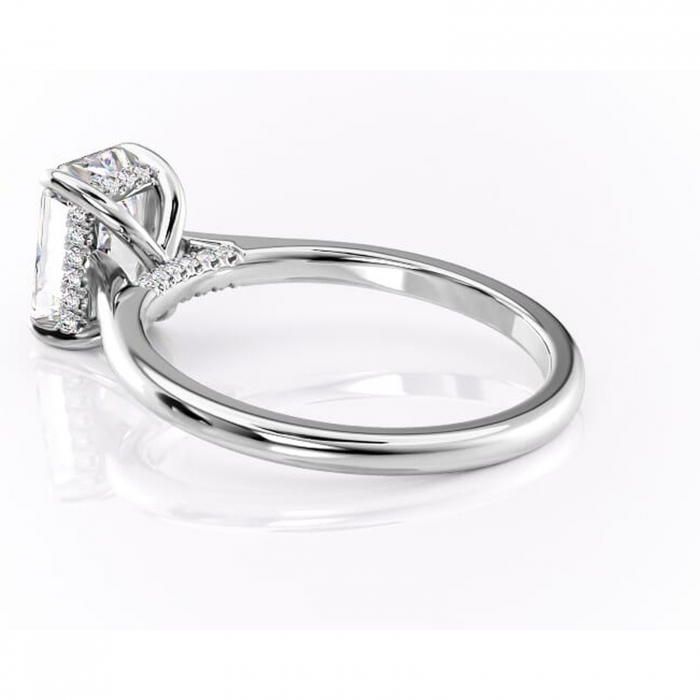 Inel de logodnă Aria din aur Alb 18kt cu moissanite tăietură radiantă – Solitar rafinată pentru profil înalt | Personalizează și configurează gratuit online [5]