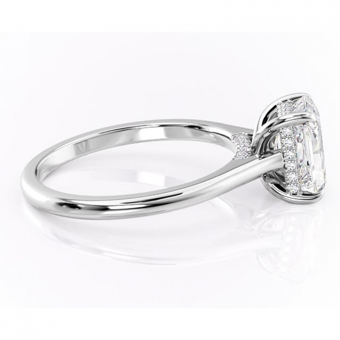 Inel de logodnă Aria din aur Alb 18kt cu moissanite tăietură radiantă – Solitar rafinată pentru profil înalt | Personalizează și configurează gratuit online [2]