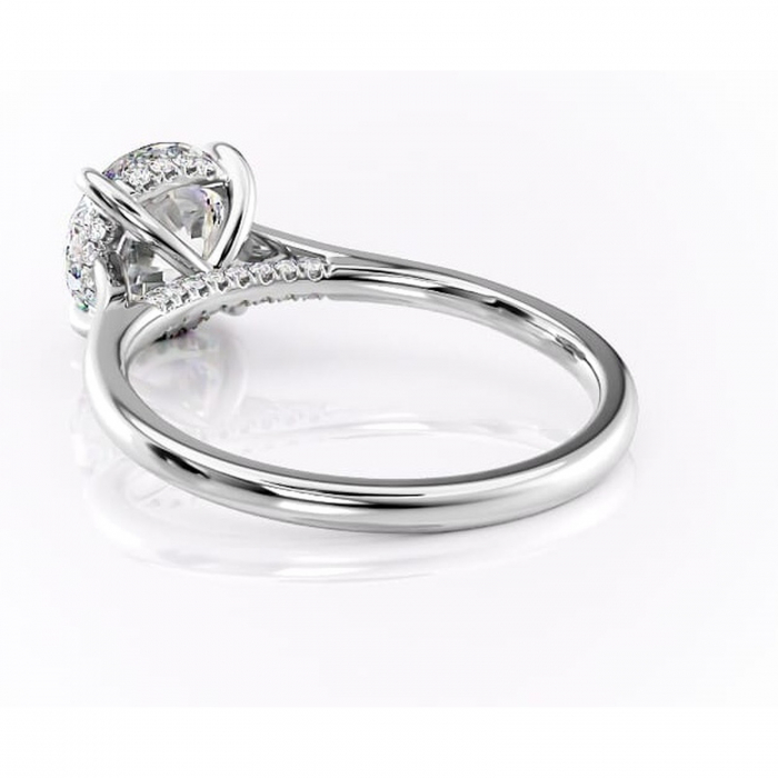 Inel de logodnă Aria din aur Alb 14kt cu moissanite tăietură rotundă – Solitar rafinată pentru profil înalt | Personalizează și configurează gratuit online [4]
