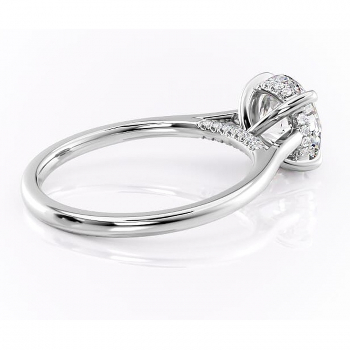 Inel de logodnă Aria din aur Alb 14kt cu moissanite tăietură rotundă – Solitar rafinată pentru profil înalt | Personalizează și configurează gratuit online [3]