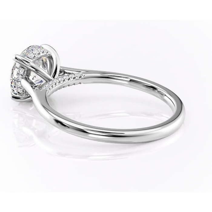 Inel de logodnă Aria din aur Alb 14kt cu moissanite tăietură rotundă – Solitar rafinată pentru profil înalt | Personalizează și configurează gratuit online [5]