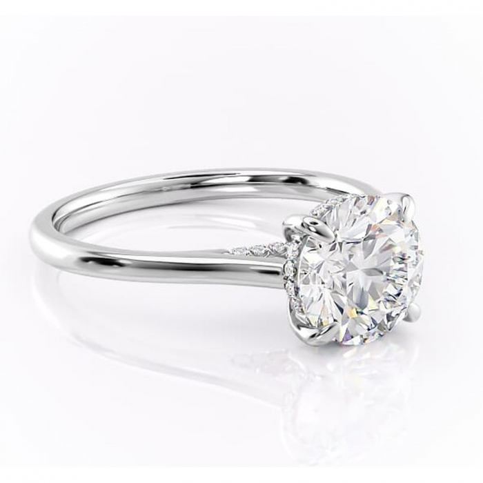 Inel de logodnă Aria din aur Alb 14kt cu moissanite tăietură rotundă – Solitar rafinată pentru profil înalt | Personalizează și configurează gratuit online [1]
