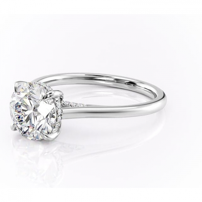 Inel de logodnă Aria din aur Alb 14kt cu moissanite tăietură rotundă – Solitar rafinată pentru profil înalt | Personalizează și configurează gratuit online [7]