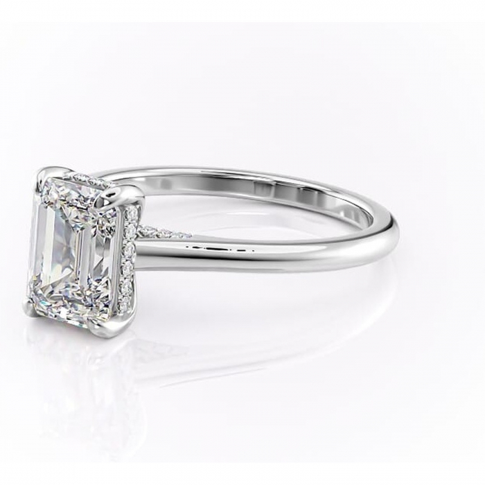 Inel de logodnă Aria din aur Alb 14kt cu moissanite tăietură smarald – Solitar rafinată pentru profil înalt | Personalizează și configurează gratuit online [7]