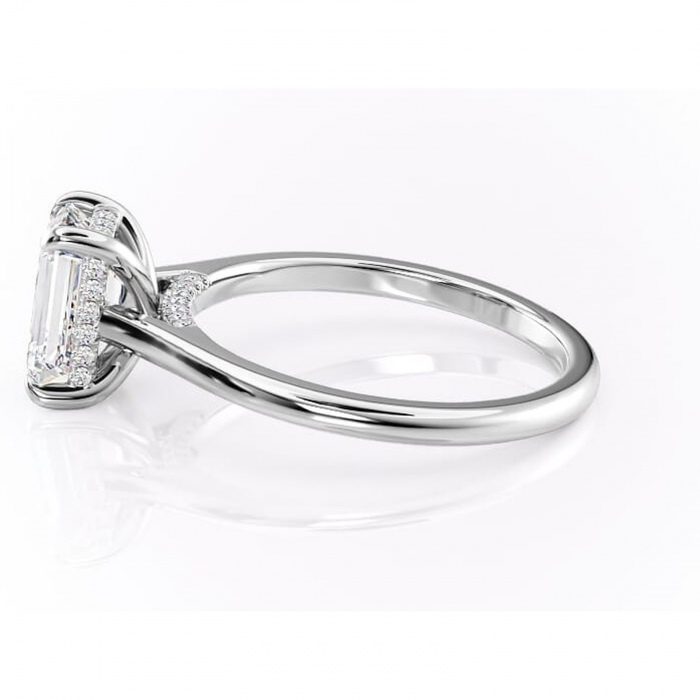 Inel de logodnă Aria din aur Alb 14kt cu moissanite tăietură smarald – Solitar rafinată pentru profil înalt | Personalizează și configurează gratuit online [6]