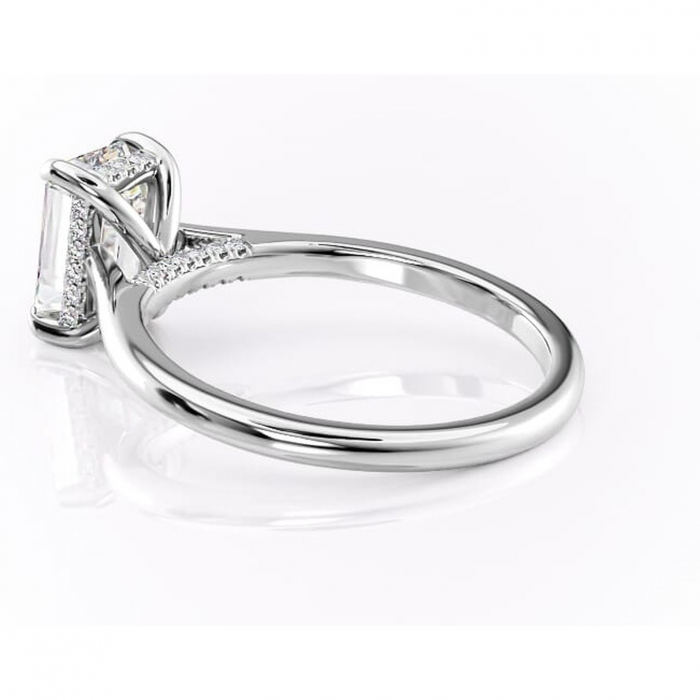 Inel de logodnă Aria din aur Alb 14kt cu moissanite tăietură smarald – Solitar rafinată pentru profil înalt | Personalizează și configurează gratuit online [5]