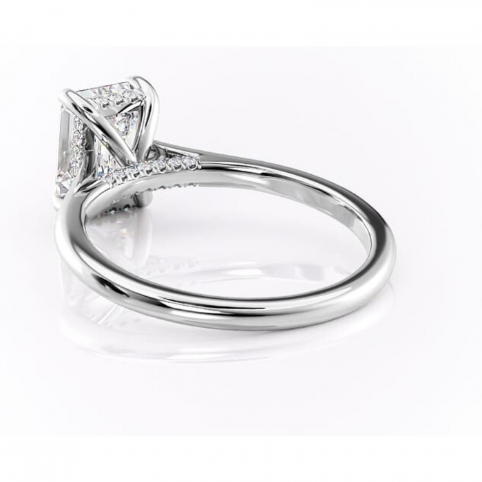 Inel de logodnă Aria din aur Alb 14kt cu moissanite tăietură smarald – Solitar rafinată pentru profil înalt | Personalizează și configurează gratuit online [4]