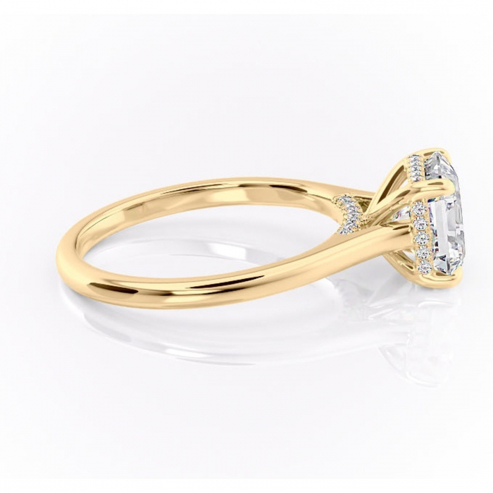 Inel de logodnă Aria din aur Galben 14kt cu moissanite tăietură asscher – Solitar rafinată pentru profil înalt | Personalizează și configurează gratuit online [2]