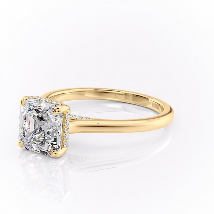 Inel de logodnă Aria din aur Galben 14kt cu moissanite tăietură asscher – Solitar rafinată pentru profil înalt | Personalizează și configurează gratuit online [7]