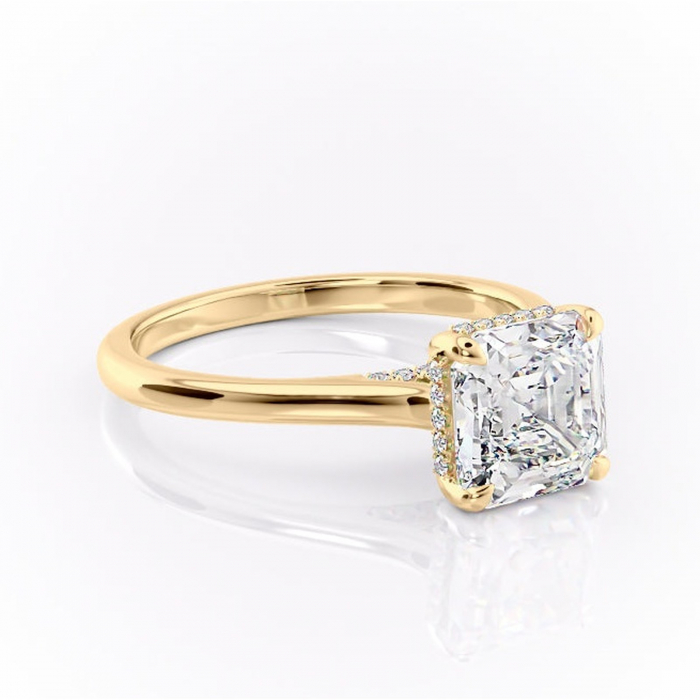 Inel de logodnă Aria din aur Galben 14kt cu moissanite tăietură asscher – Solitar rafinată pentru profil înalt | Personalizează și configurează gratuit online [1]