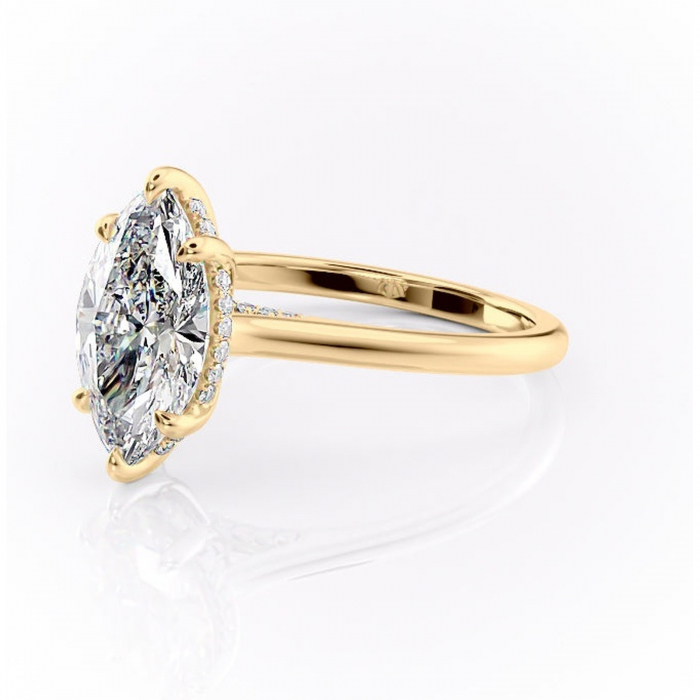 Inel de logodnă Aria din aur Galben 14kt cu moissanite tăietură marquise – Solitar rafinată pentru profil înalt | Personalizează și configurează gratuit online [7]
