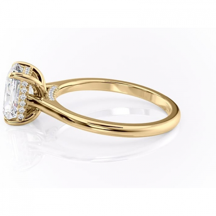 Inel de logodnă Aria din aur Galben 14kt cu moissanite tăietură radiantă – Solitar rafinată pentru profil înalt | Personalizează și configurează gratuit online [6]