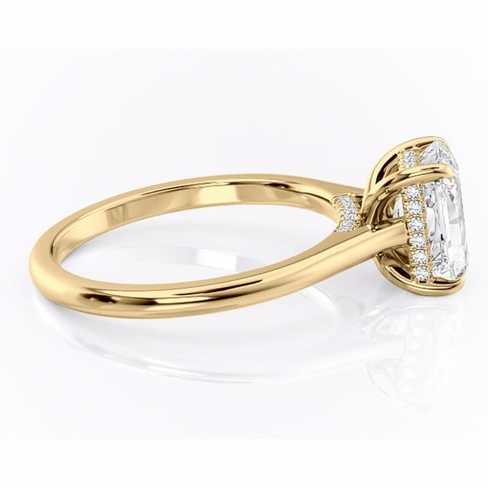 Inel de logodnă Aria din aur Galben 14kt cu moissanite tăietură radiantă – Solitar rafinată pentru profil înalt | Personalizează și configurează gratuit online [2]