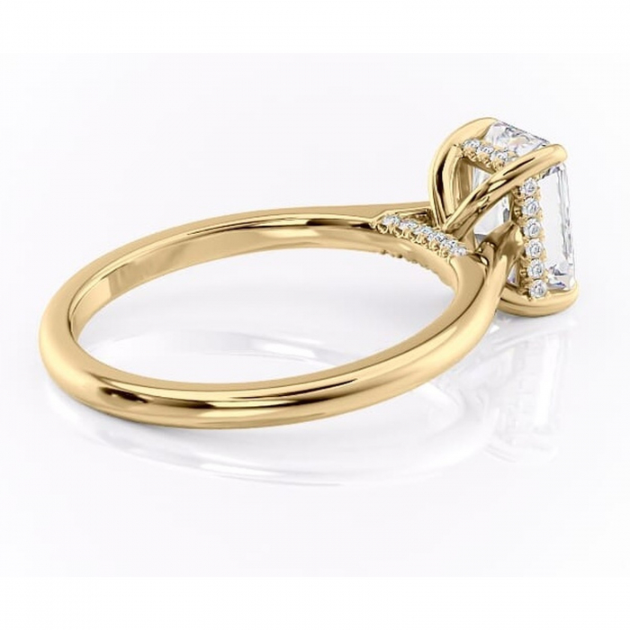 Inel de logodnă Aria din aur Galben 14kt cu moissanite tăietură radiantă – Solitar rafinată pentru profil înalt | Personalizează și configurează gratuit online [3]